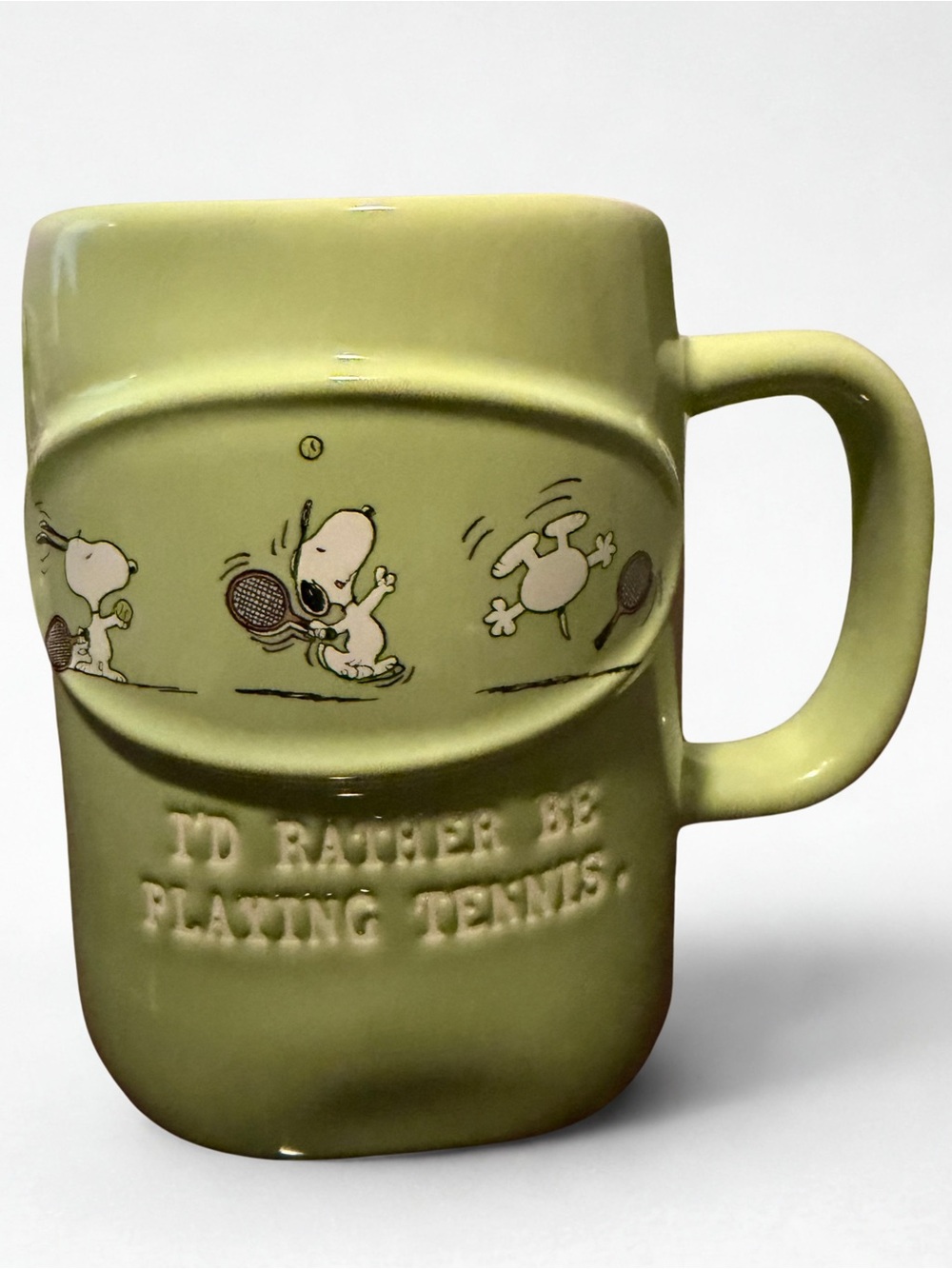 Rae Dunn Green 'I'd Rather Be Playing Tennis' Snoopy Mug